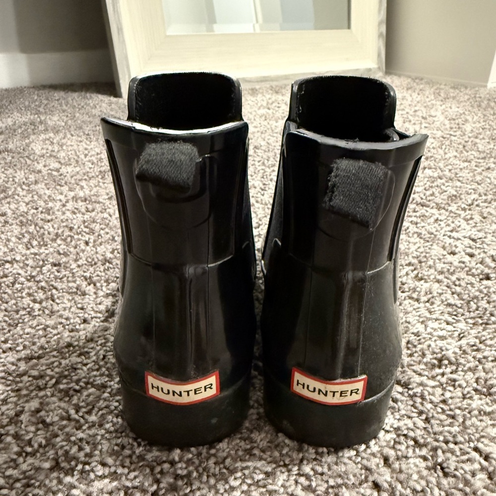 HUNTER Chelsea Ankle Glossy Black Rain Boots Women’s 6